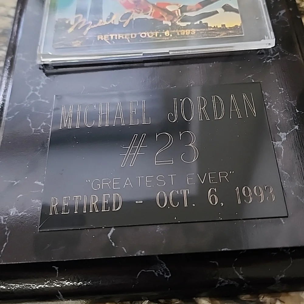 Michael Jordan 1993 Retirement Card #71 On a Plaque.